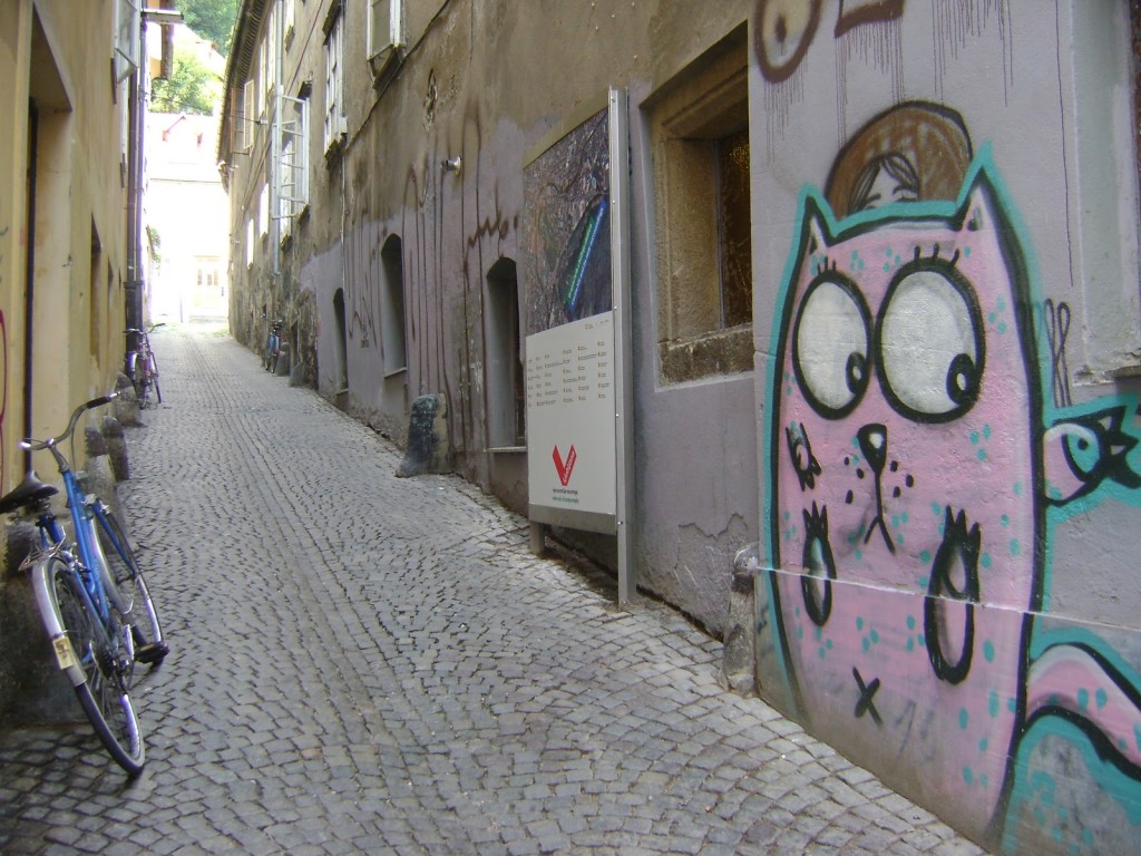 Gato grafiti Ljubljana Eslovenia